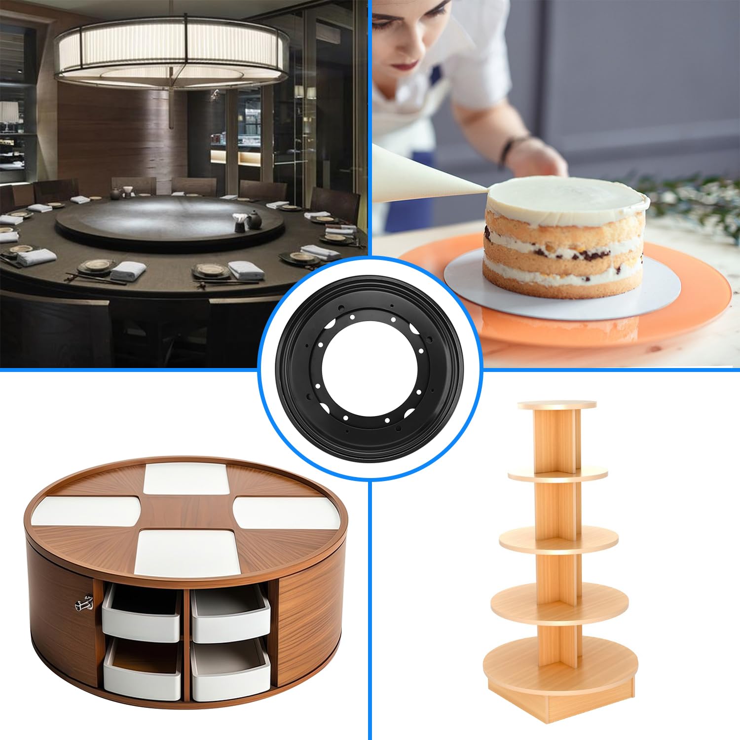 Lazy Susan - 9 cuscinetti per giradischi Lazy Susan da 20,3 cm, base con cuscinetti Lazy Susan, facile installazione, solida struttura in metallo, per la casa e l'industria GENHAKON