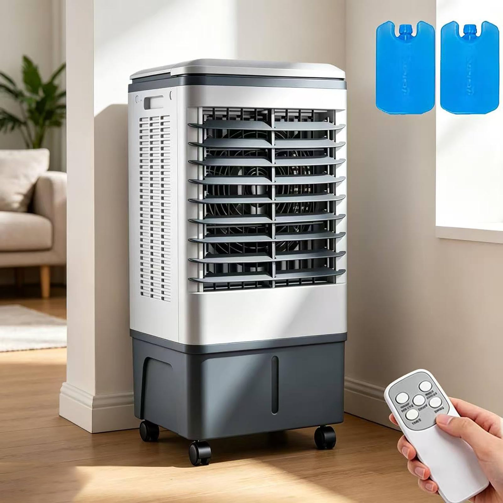 TIANQIHAO Swamp Cooler Air Conditioner, Evaporative Air Cooler With 5.8 Gal Water Tank, 3 Modes, Timer, Portable Cooling Fan For Room, Bedroom, Garage