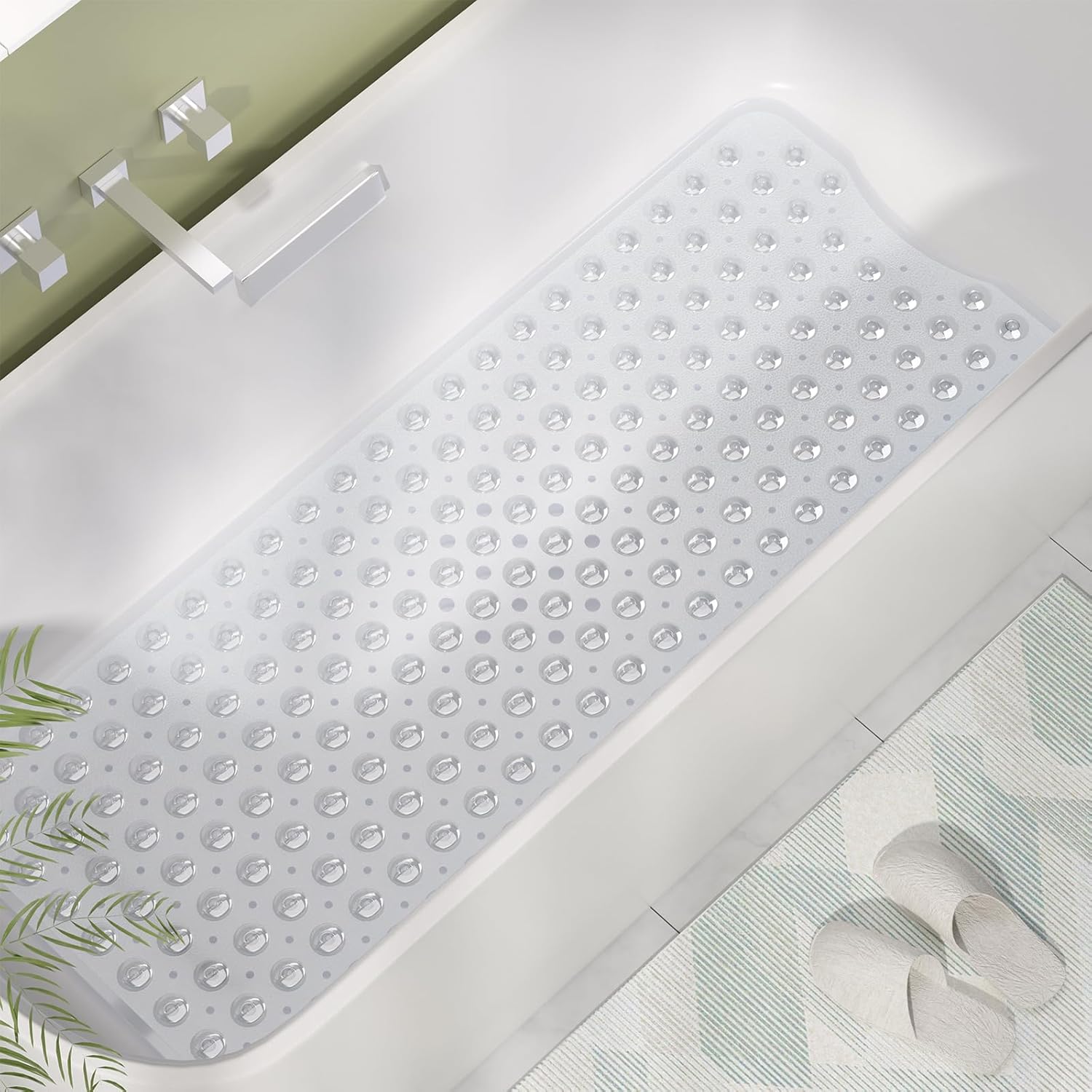 AmazerBath Shower Mat Non Slip 40 x 16 Inches, Shower Stall Mats with Suction Cups and Drain Holes, Non Slip Bath Mat for Tub for Elderly & Kids, Clear - Image 3