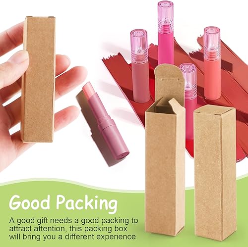 Miniatura 3 de Cositina Paquete de 100 cajas de papel kraft de 0.78 x 0.78 x 3.34 pulgadas, caja de lápiz labial rectangular, cajas de papel kraft de esencia,