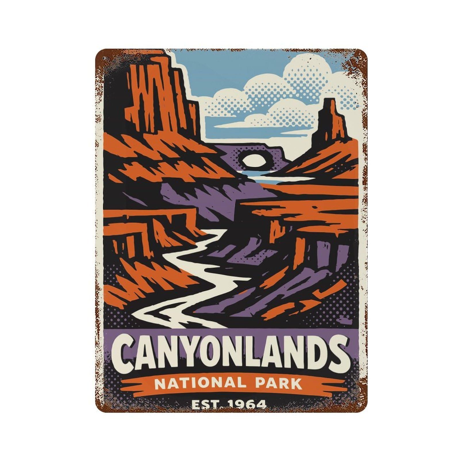 Canyonlands National Park Vintage Poster Distressed Metal Wall Sign 15.7"x11.8", Ideal for Patio, Garden Room And Bar Decor