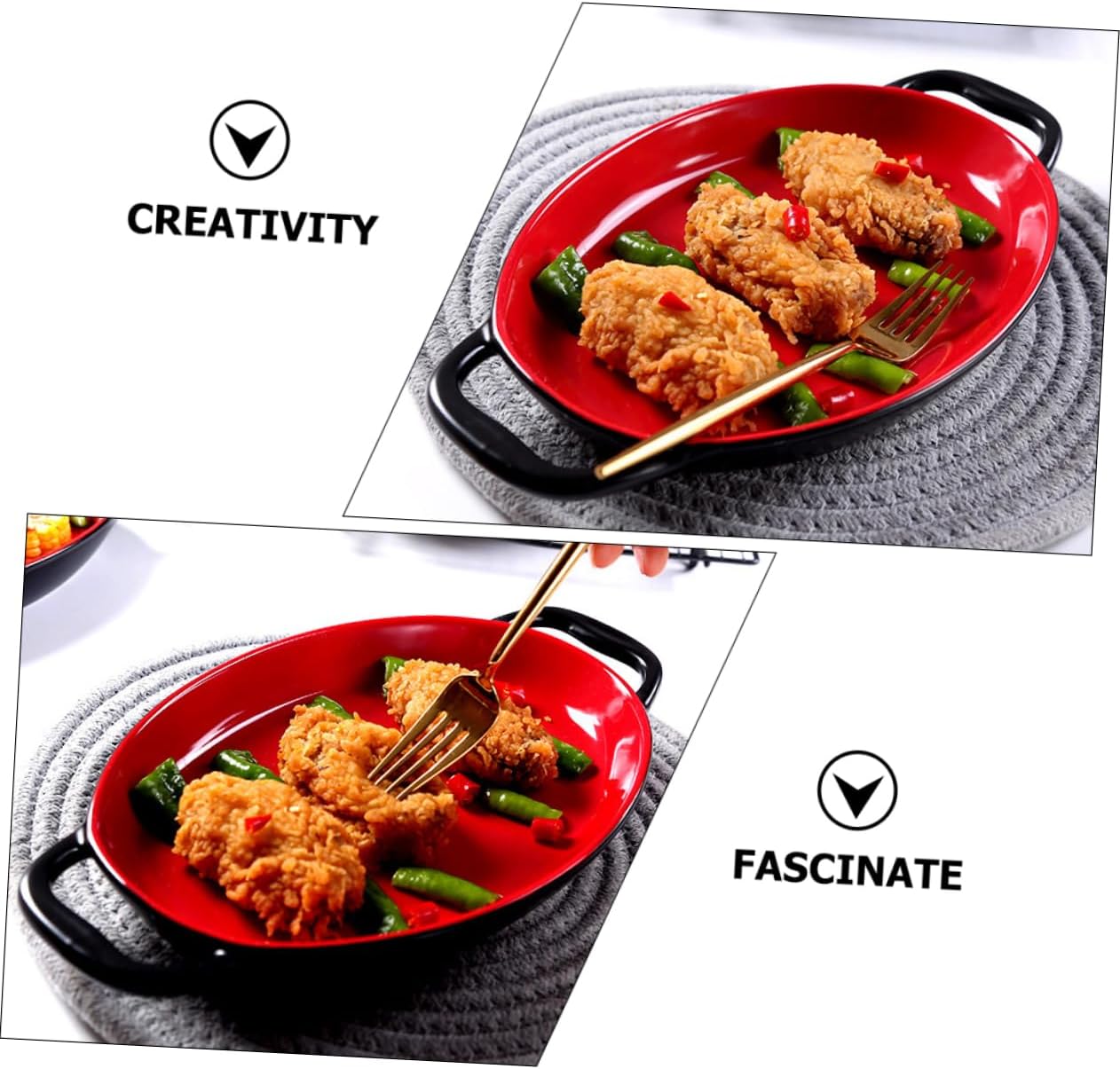 Amosfun Ceramic Pan Pizza Pan for Oven for Oven Double Handle Baking Dish Condiment Mixing Bowl Salad Storage Bowl Hotel Bakeware