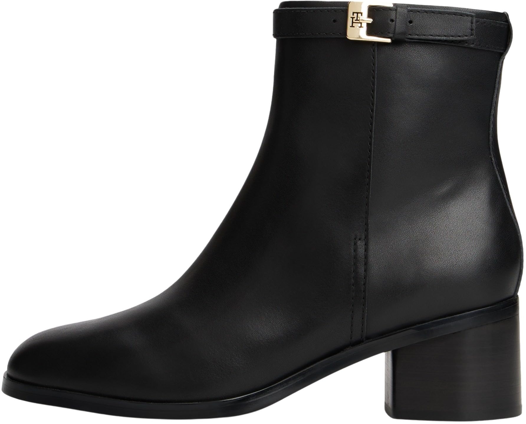 Tommy Hilfiger Women's Mid Heel Buckle Leather Riding Ankle Boots, Black (Black), 6.5