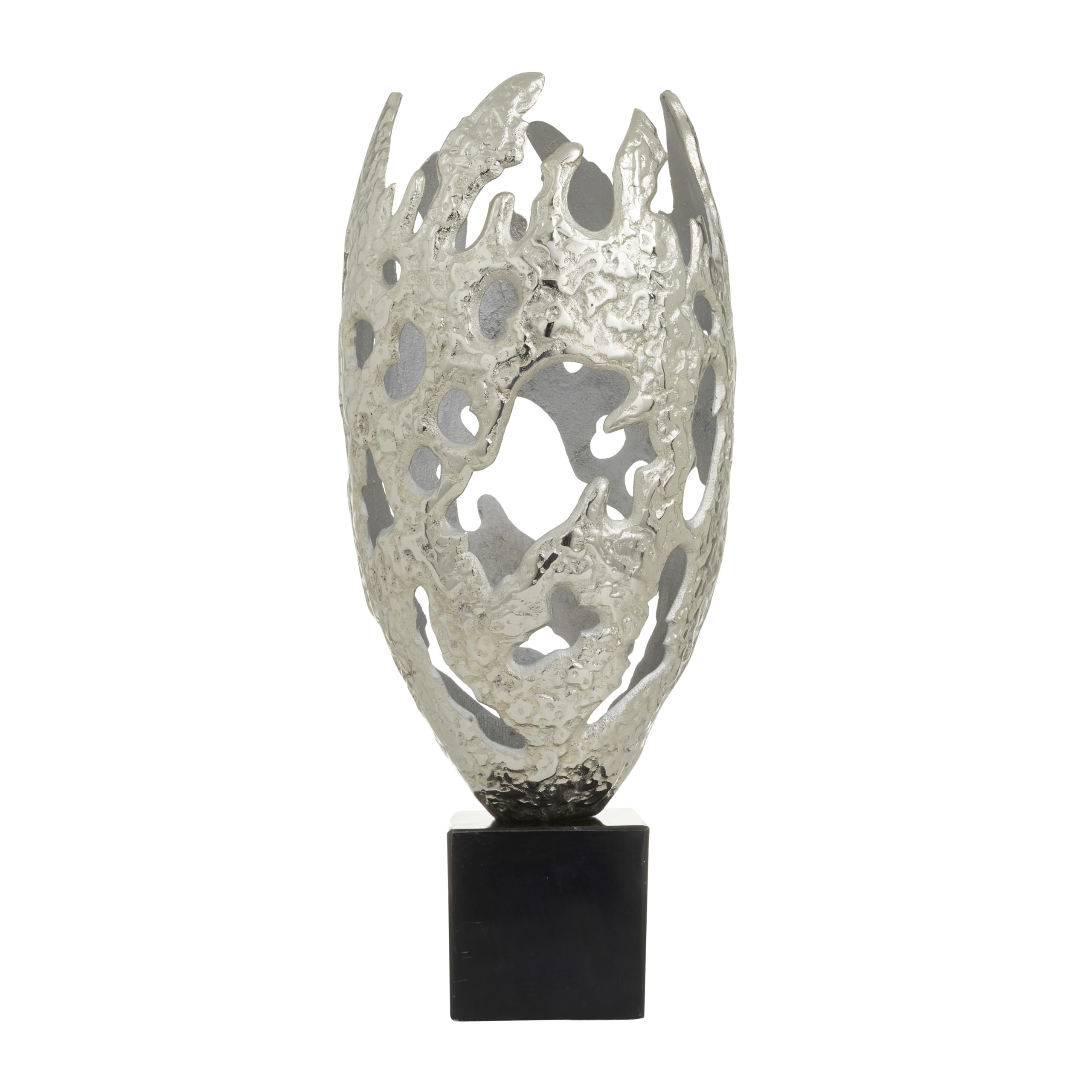 Deco 79 Estatua y Escultura para el hogar, decoración artística para Sala de Estar, Oficina, Dormitorio, Aluminio, Plata, Largo x 10 Pulgadas Ancho x 23 Pulgadas Alto