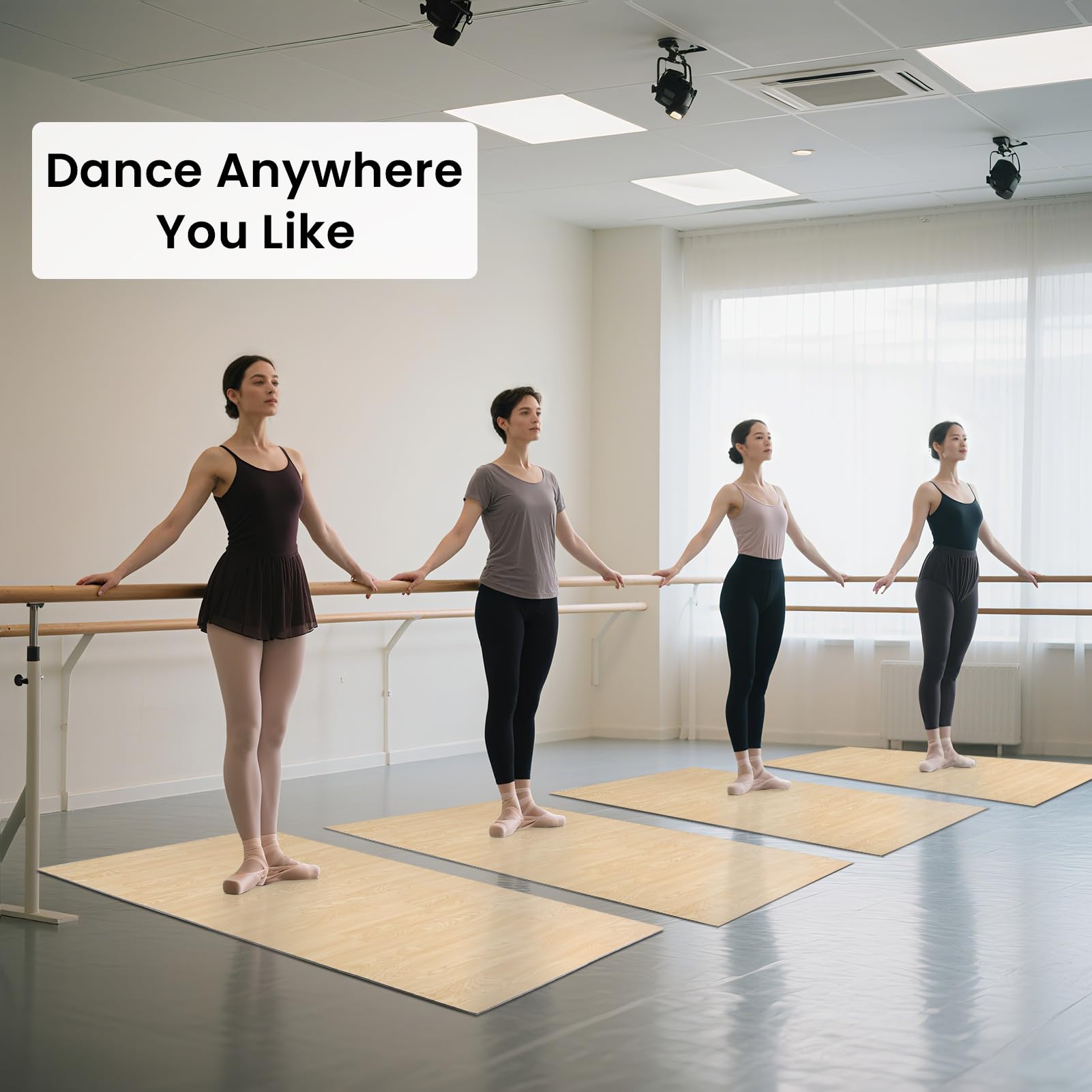 Tapete portátil para pista de baile de 3 x 4 pies, PVC de 5 mm de grosor para ballet, jazz, tap, irlandés y pop, antideslizante y absorbente de golpes para el hogar, estudio, fiesta al aire libre