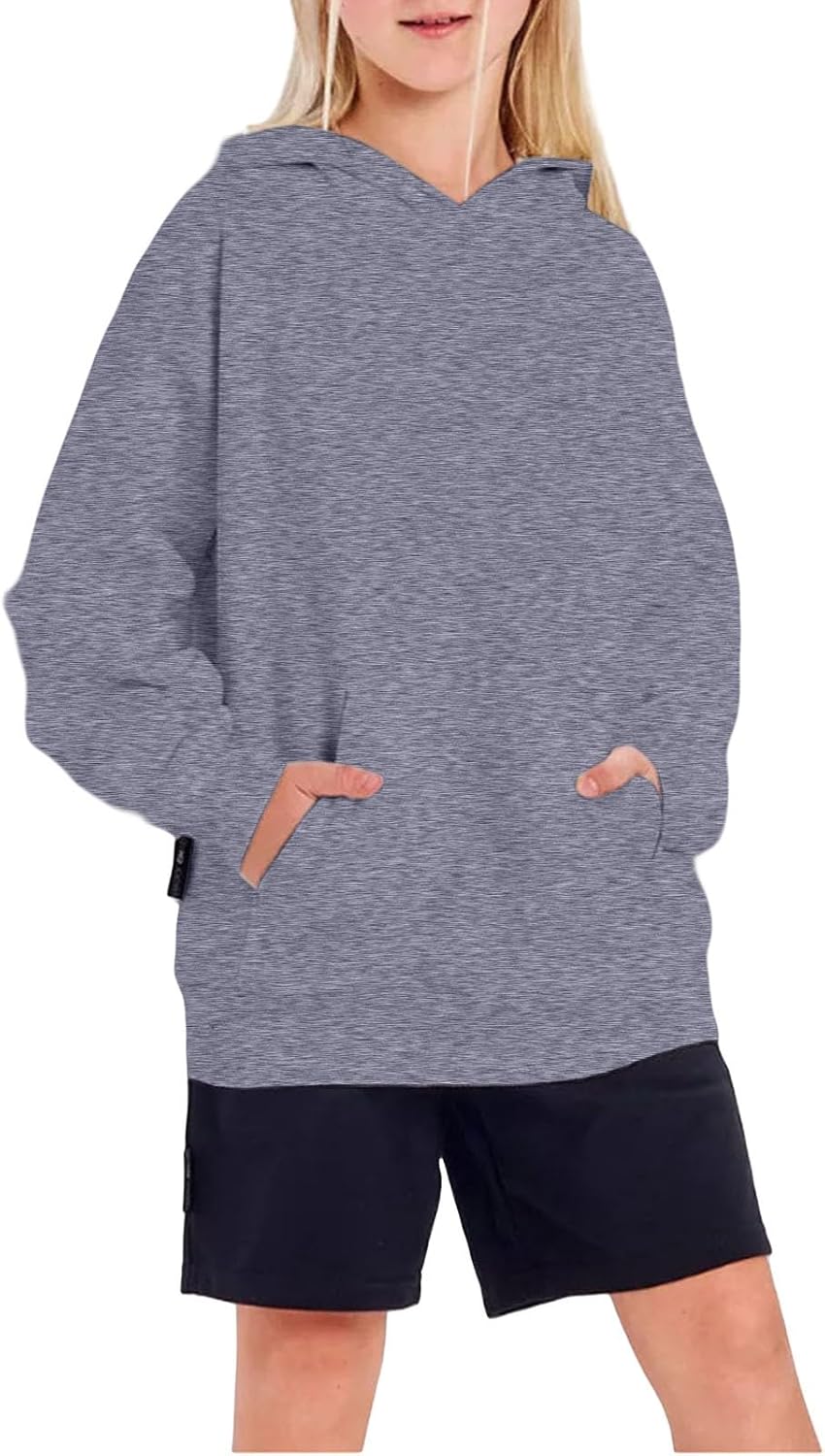 Kids Cotton Hoodie for Boys Girls Classic Solid Hooded Sweatshirt Tween Athletic Pullover Hoodie Relaxed Fit Sweatshirt
