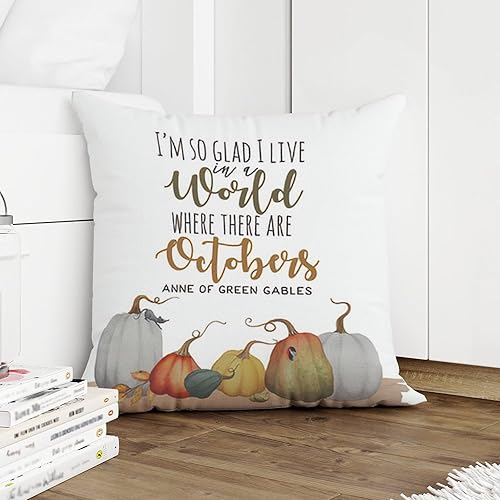 Miniatura 3 de ArogGeld Funda de almohada con texto en inglés I'm so Glad I Live in a World Where There are Octobers Anne of Green Gables, 18 x 18 pulgadas