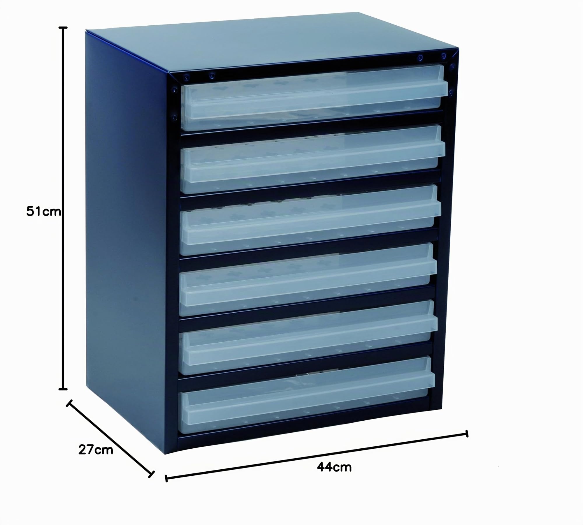 raaco 137591 250/6-3 Casier avec 6 tiroirs, Bleu/transparent