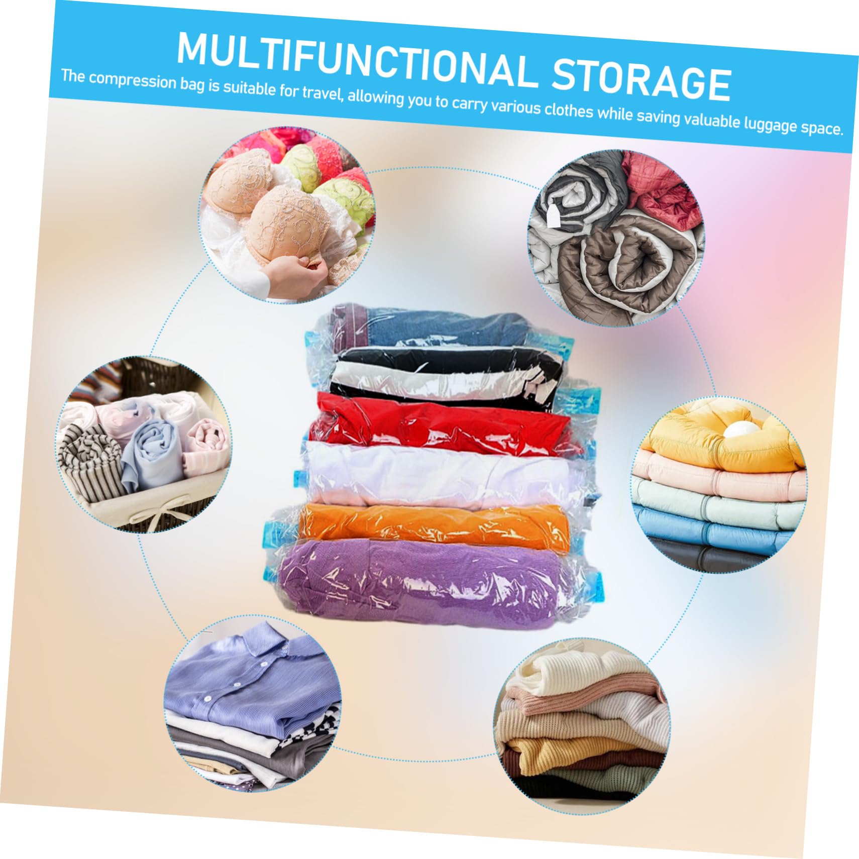 12 pezzi Borse da Viaggio Compressione Sottovuoto Buste per Abbigliamento e Organizer Impermeabili per Valigie per Viaggi e Stoccaggio Casa