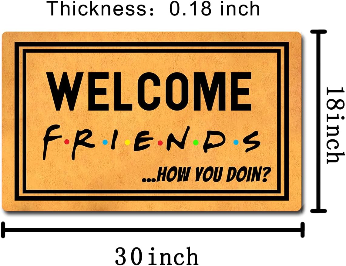 MELODADDY Funny Welcome Doormat Front Door Porch Decor Rugs with Rubber Back 30"(L) x 18"(W) Spanish Mat for Entrance House Warming Novelty Gift Rugs (Welcome Friends How You Doin)