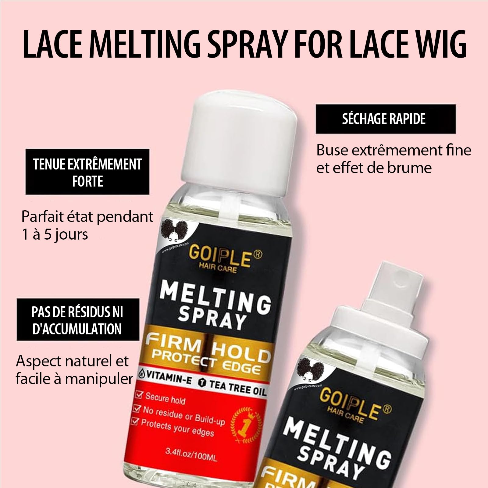 Sans Colle Lace Melting Spray For Wigs, 3.4 Fl Oz - Melting Spray Wig Spritz Spray Lace Protège Le Cuir Chevelu, Améliore La Tenue, Formule Naturelle