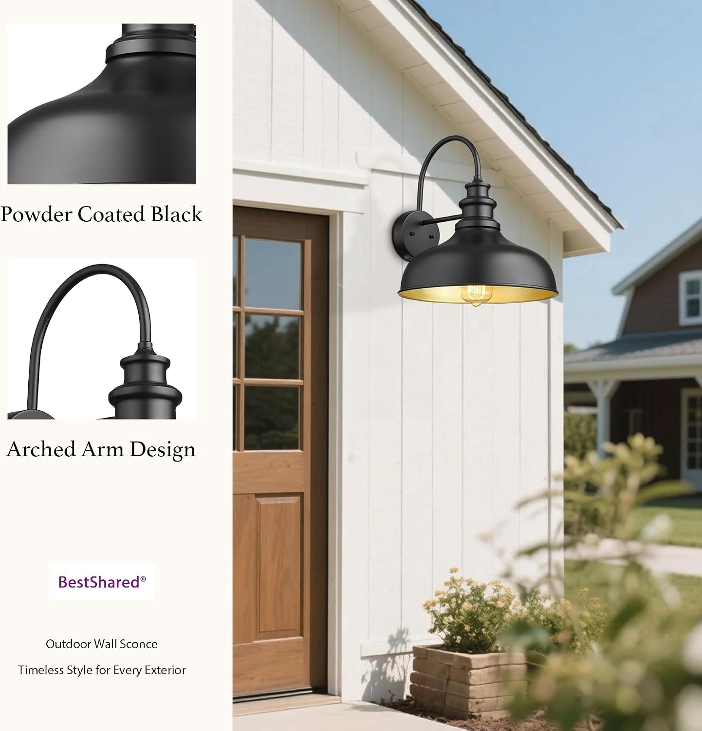 Outdoor Barn Lights, 3 Pack Farmhouse E26 Socket outdoor Lantern Lamp, Weather Resistant Industrial Exterior Wall Lighting Fixture, Anti-Rust Outside Wall Sconce for Porch Entryway Garage(Black)