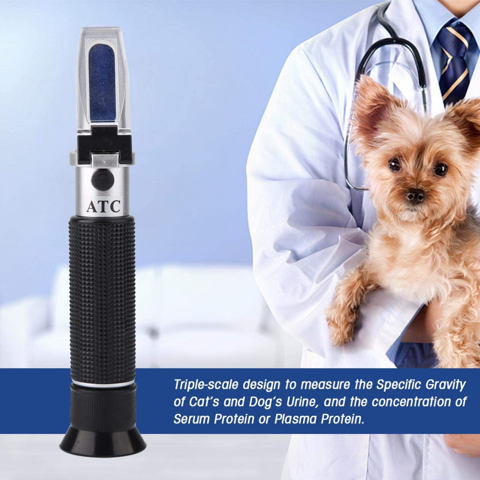 Klinisches Refraktometer für Haustiere, RZ126 Handheld-Haustier Katzenhund Urin Refraktometer für das spezifische Gewicht Haustier Medizinisches Werkzeug Ideal für Tierärzte und Tierhalter