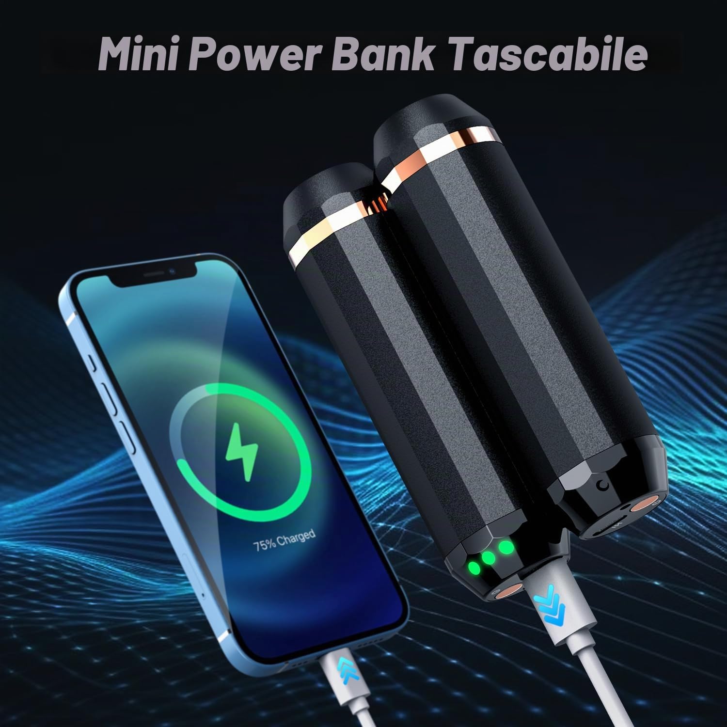 Scaldamani Elettrico Ricaricabile per USB, Portatile Torcia Elettrica Scaldamani Riutilizzabile 2 pacchetti con bank power, Adatto per Campeggio Magia Invernale 10000mAh
