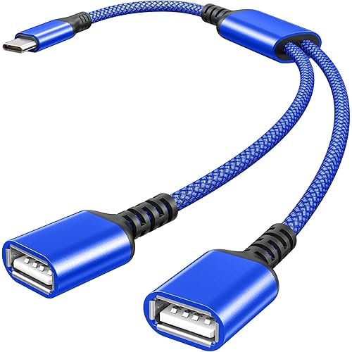 Basesailor USB C Male to Dual USB Female Cable Adapter 1FT,Thunderbolt 3 to Double Type A 2.0 OTG Splitter Cord Converter Multiple Hub for MacBook Pro,iPad Air 4 5 Mini 6,Surface,Samsung Galaxy Tab S8