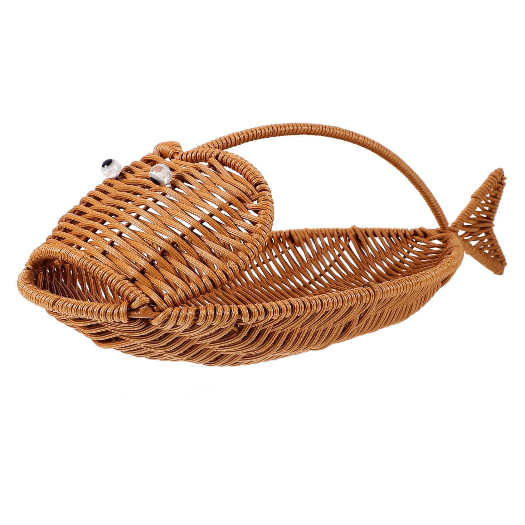 Cabilock Imitation Rattan Fish Shaped Serving Basket Decorative Storage for Fruits Vegetables Snacks Multi Functional Woven Basket for Home Kitchen and Events