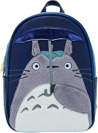 Hot Topic Her Universe Studio Ghibli My Neighbor Totoro Umbrella Fuzzy Mini Backpack BLUE NONE