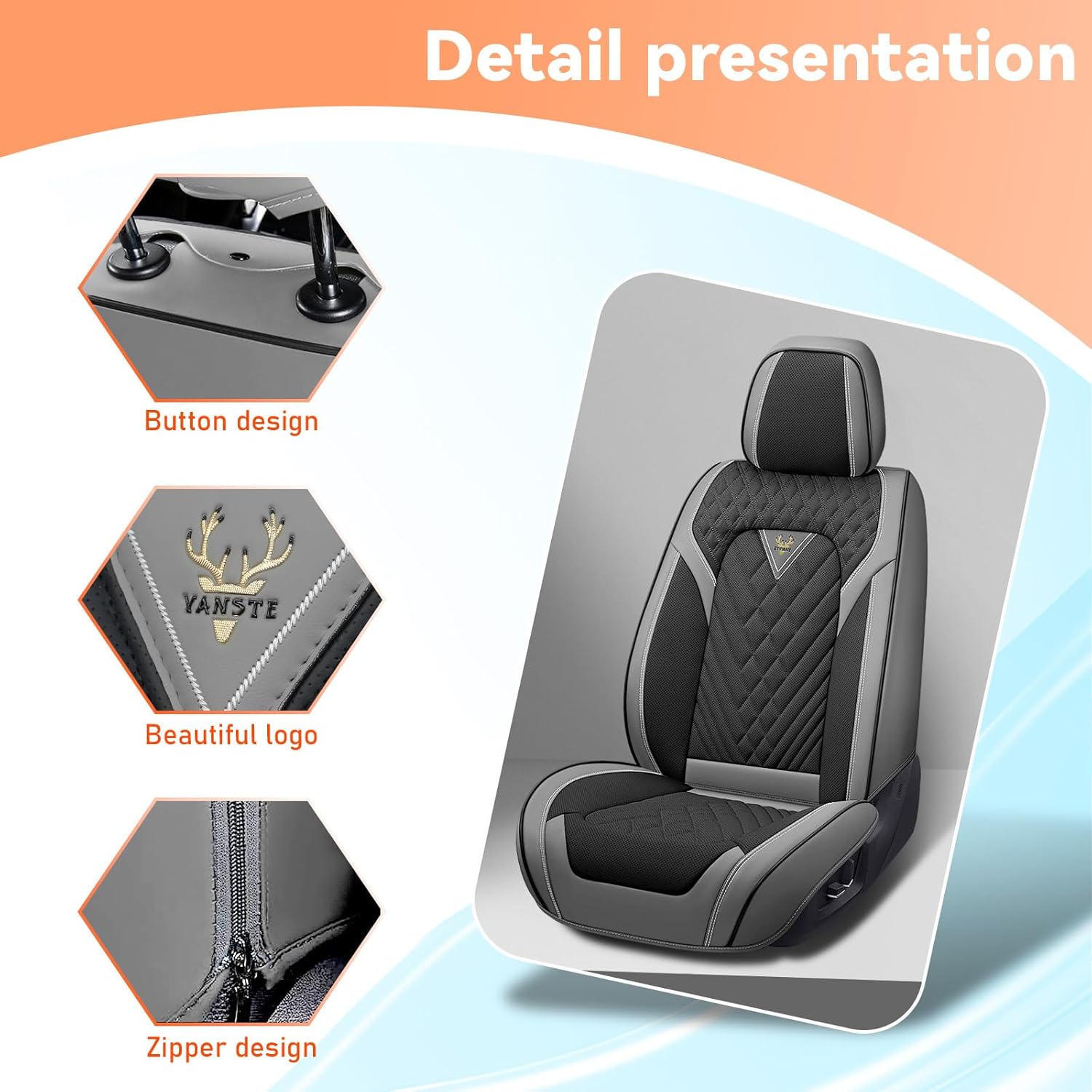 Car Seat Covers Fit for Acura ILX 2013-2022,2 Seat Comfort Non-Slip Seat Cover Airbag Compatible,Waterproof Leather Seat Covers(Standard 2 Seat,Gray Black)