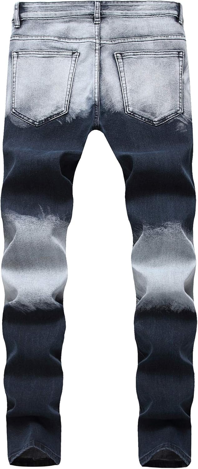 Men's Skinny Fit Ripped Destroyed Fashion Comfy Stretch Jeans Pants 32W x 32L Hq22001