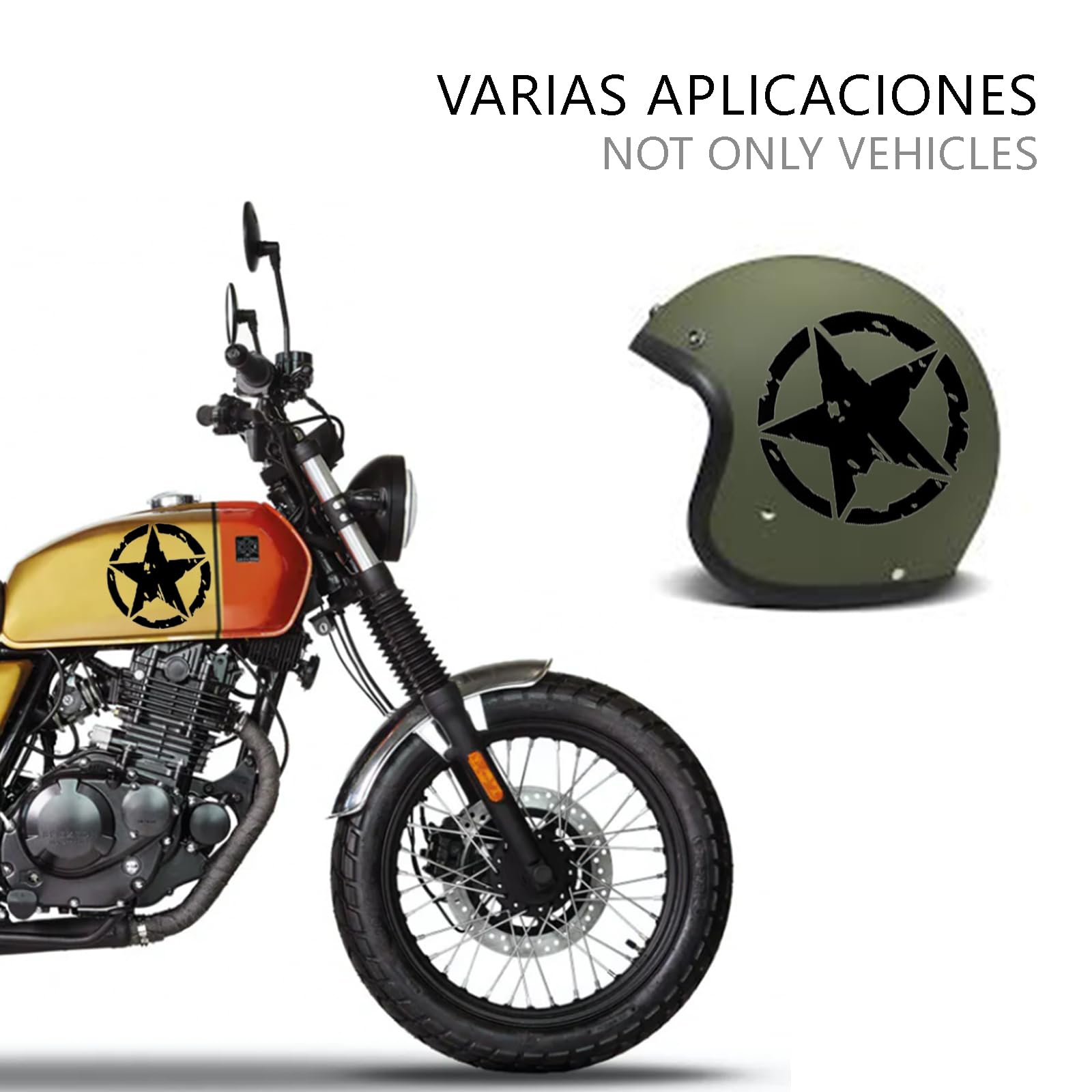 2 Unidades Pegatinas 4x4 Estrella Militar - Varios Tamaños 10cm, 15cm, 20cm, 25cm - Accesorios Todoterreno Vehiculo Historico Off Road (Negro, 25cm x 25cm) — view 5