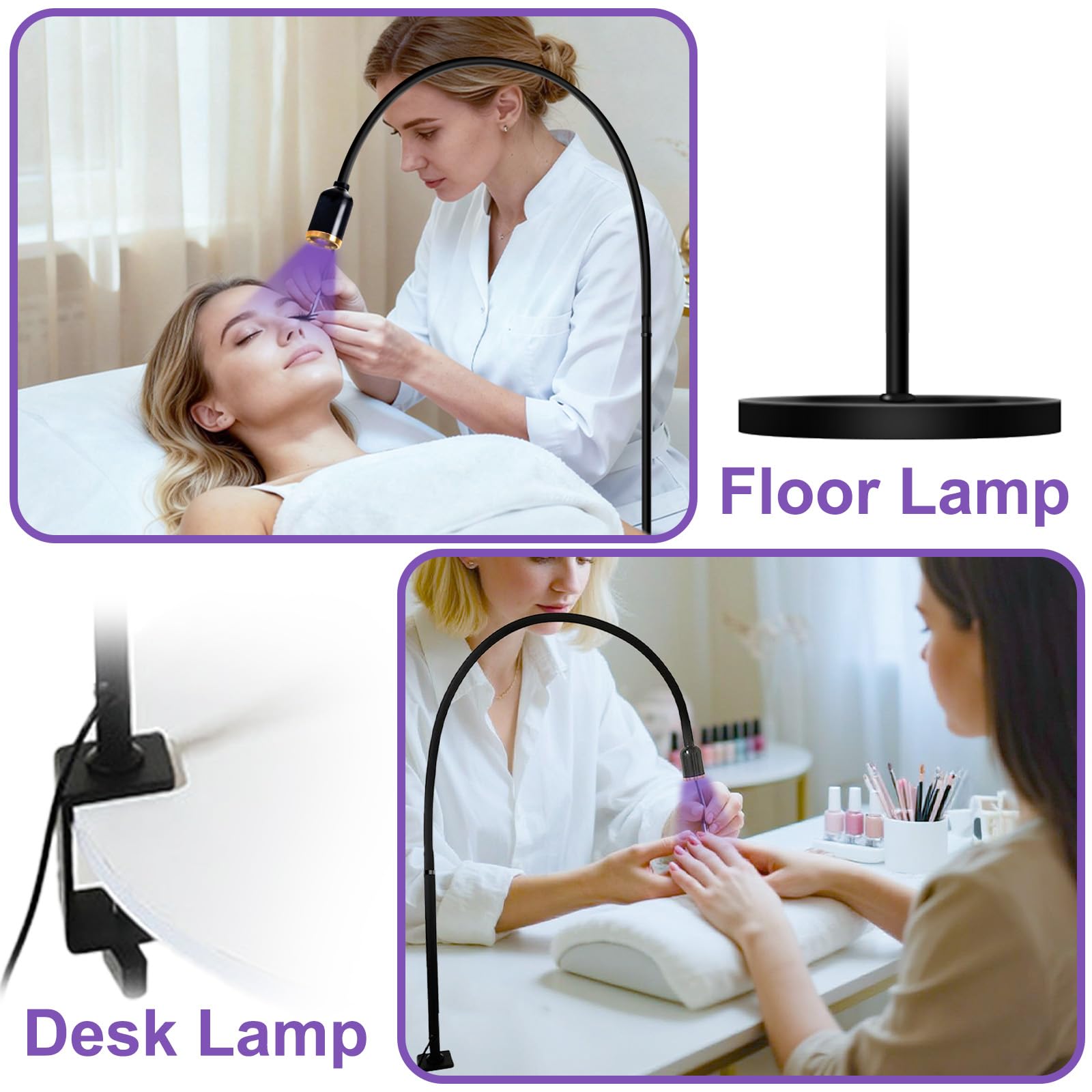 CGBE 2-in-1 UV Lampe Wimpernverlängerung: 10W UV Wimpern Lampe mit Fußschalter - 360° Flexible Schwanenhals - 2-3 Sekunden Schnelle Aushärtung - Einstellbare Spotgröße - UV Licht für Gelnägel Wimpern