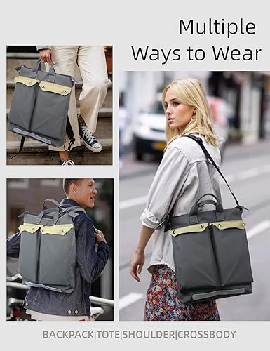 Miniatura 3 de BASICPOWER Mochila convertible para mujeres y hombres, informal, impermeable, para el trabajo, la universidad, viajes, Rojo vino, Mochilas Daypack