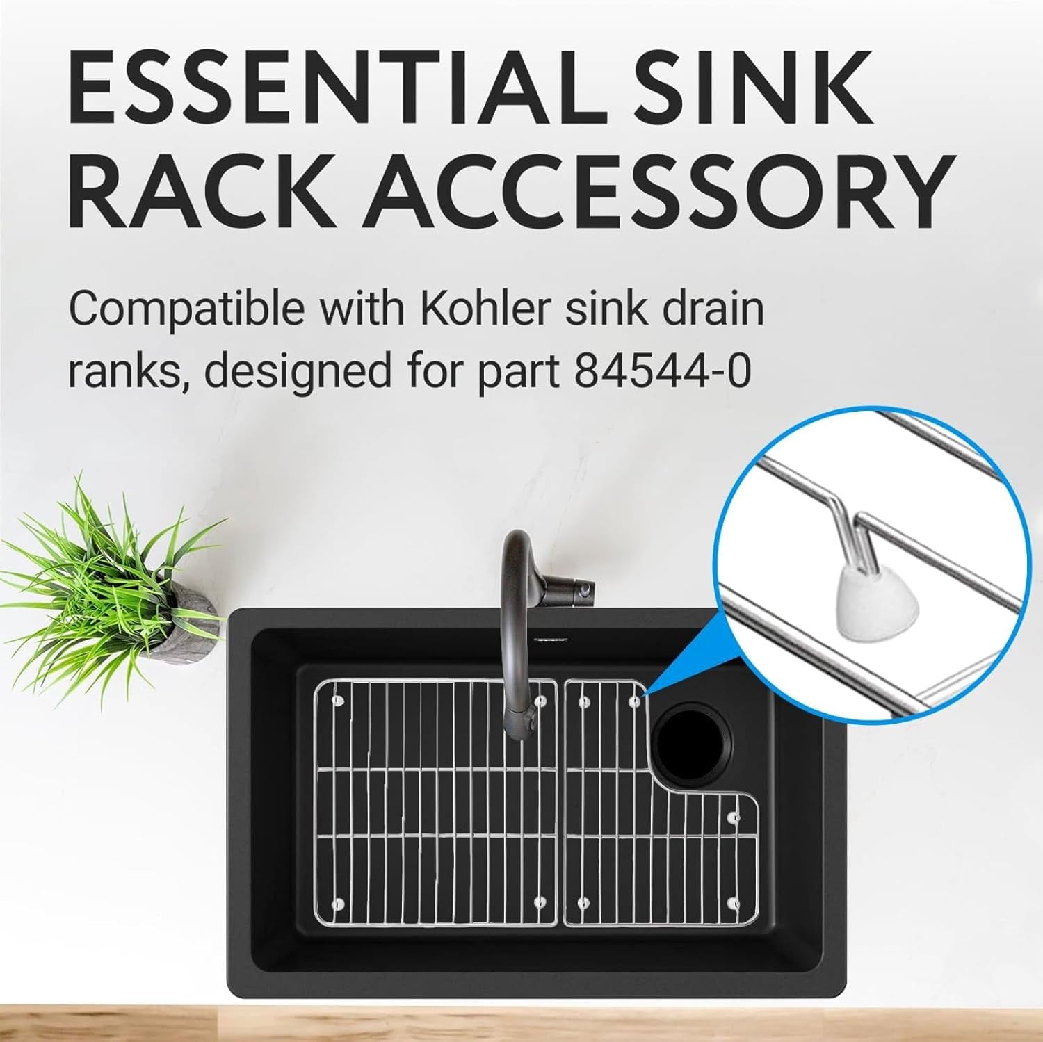 IMPRESA Kitchen Sink Rack Feet Replacement Compatible with Kohler - Pack of 24, White, Part 84544-0 - Anti-Slip Protection & Kitchen Sink Rack Rubber Feet