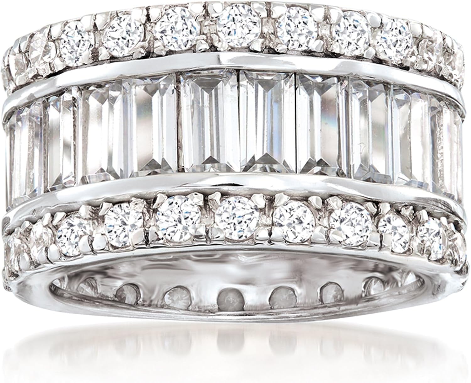 Ross-Simons 6.00 ct. t.w. Baguette and Round CZ Eternity Band in Sterling Silver