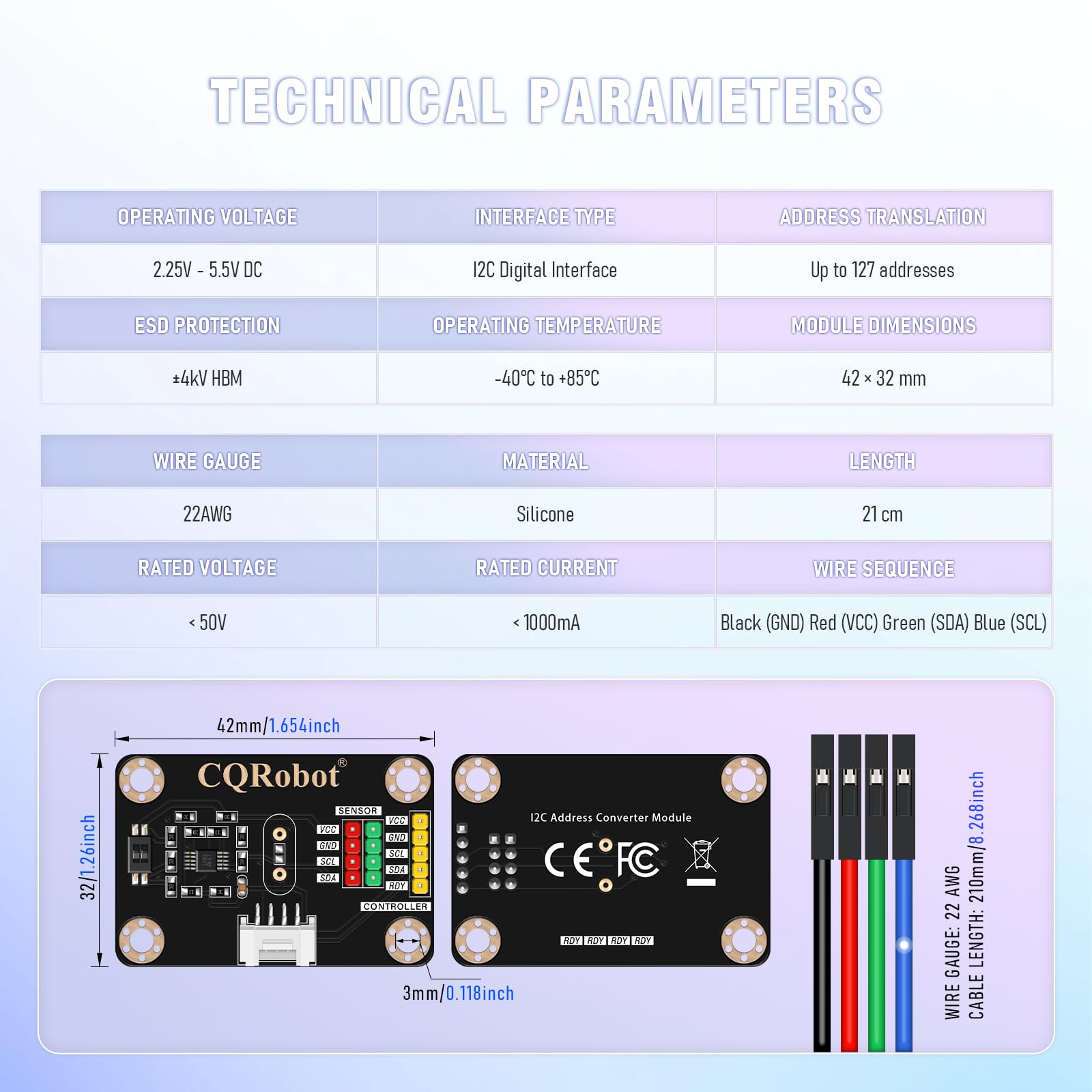 CQRobot LTC4316 I2C Direcciones Desplazador Módulo Para Conflictos I2C | Compatible Con Arduino & Raspberry Pi, Amplía 127 Direcciones, Resuelve Conflictos I2C Para Sistemas Embebidos Y Prototipos