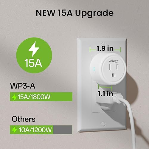 Miniatura 3 de GHome Smart Enchufe, enchufes inteligentes WiFi de doble banda de 15 A funcionan con Alexa y Google Home, enchufe inteligente con temporizador de