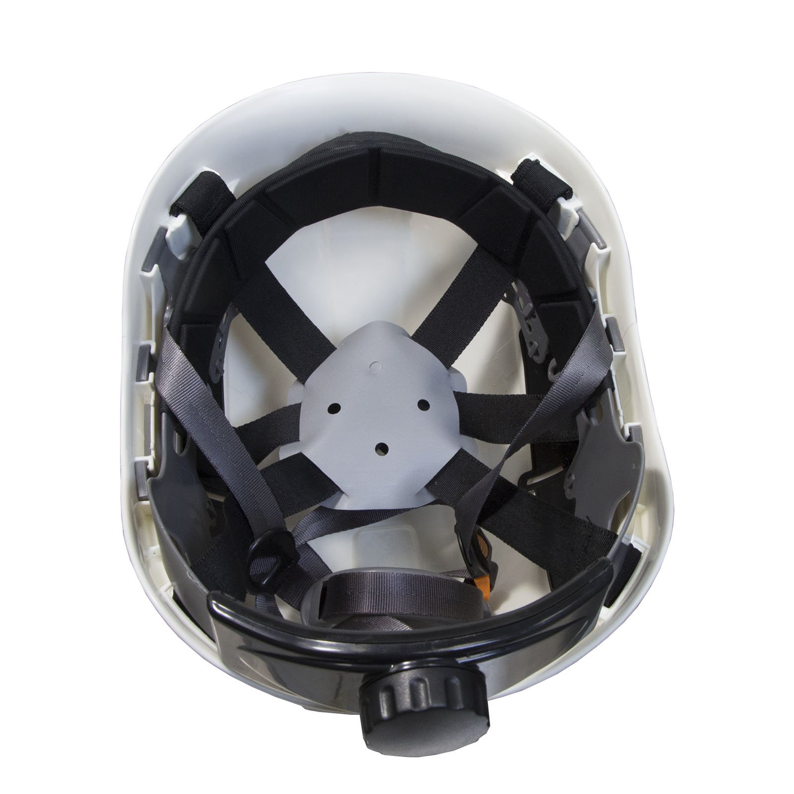 ŚOI firmy JORESTECH - ABS work-at-height and Rescue Hard Hat szczelinowy wentylowany kask z regulowaną grzechotką 6-punktowe zawieszenie ANSI Z89.1-14 (biały)