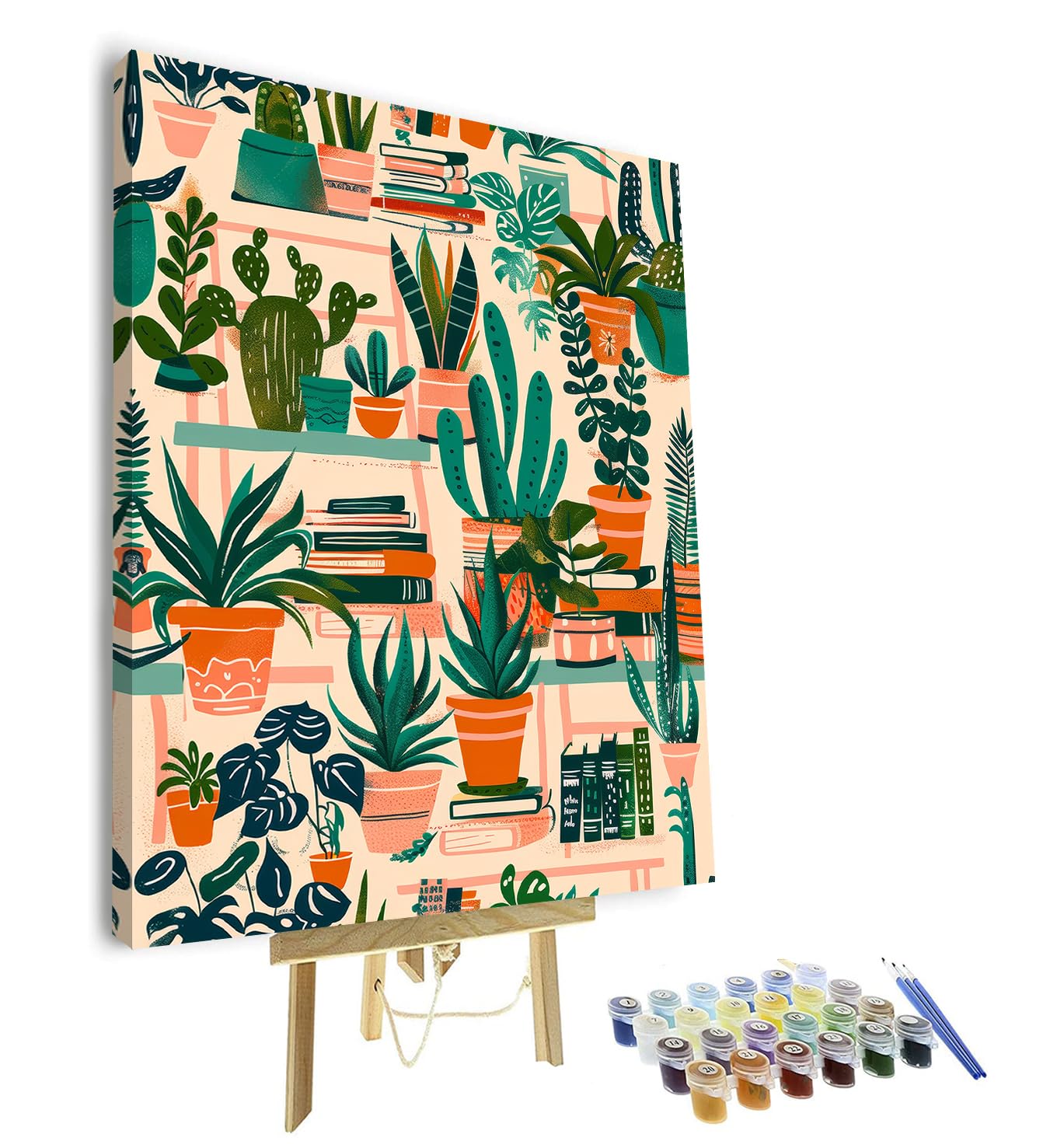 TISHIRON Plant Paint by Numbers for Adults, Botanical Adults Paint by Number Kits, Green Leaf DIY Acrylic Paint by Numbers Kits on Canvas, Oil Painting Kits 16"x20"(Framed)