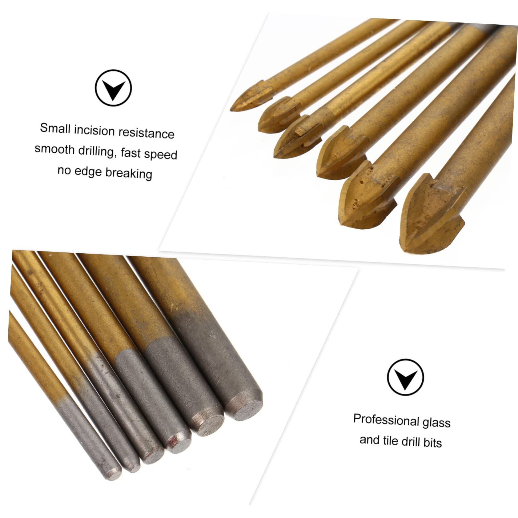 NUOBESTY 3 Juegos Broca Para Azulejos Albañilería Perforar Agujero Teja Broca De 4 Filos Para Cerámica Para Espejo Accesorios Para Herramientas Manuales Metal