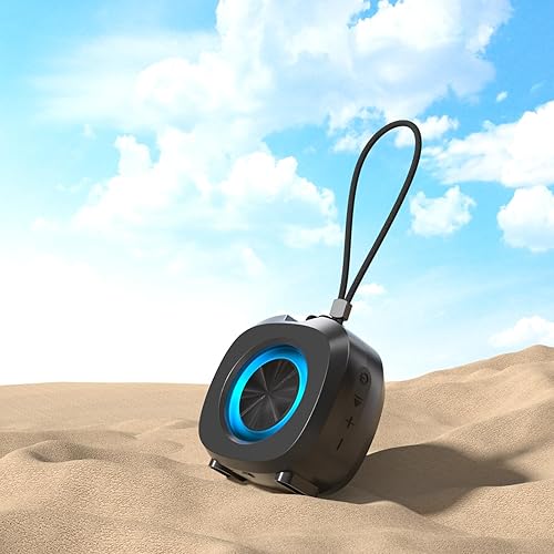 Miniatura 5 de Altavoz Bluetooth, inalámbrico portátil, altavoz impermeable IPX5, Bluetooth 5, luces de color RGB, sonido estéreo fuerte, bajo, emparejamiento TWS,