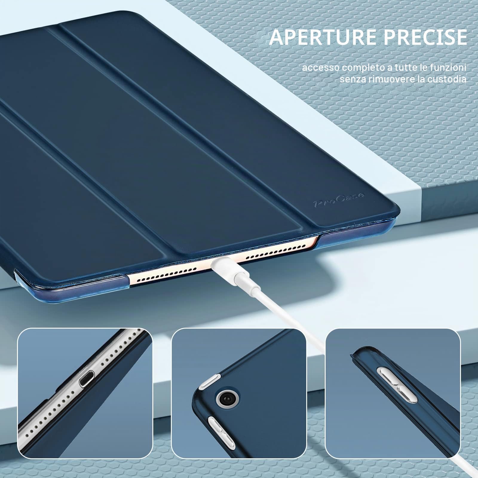 ProCase Cover iPad 9/8/7 Generazione, Custodia iPad 10,2 Pollici 2021/2020/2019 Auto Svegliati/Sonno - Blu Marino