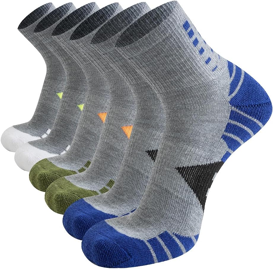 JOYNÉE 6 Pairs Men Ankle Sport Breathable Workout Tab Socks Athletic Running Cushion Quarter Socks