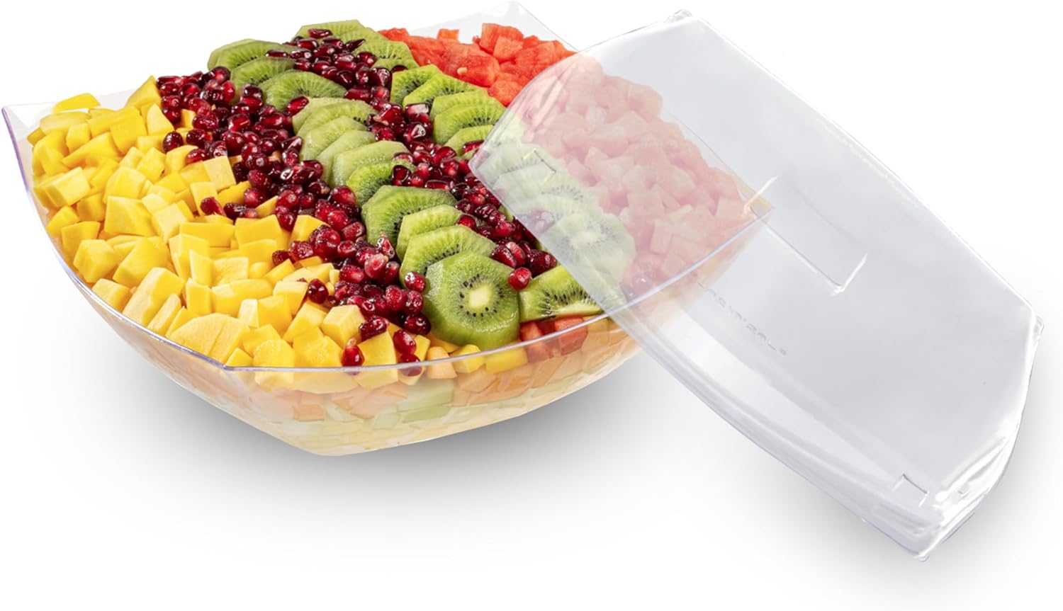 Zappy 4 Sets 128 oz Clear Square Bowl With Lid, Extra Large Plastic Serving Bowls for Parties, Snacks, Fruit, Salad - Crystal Clear