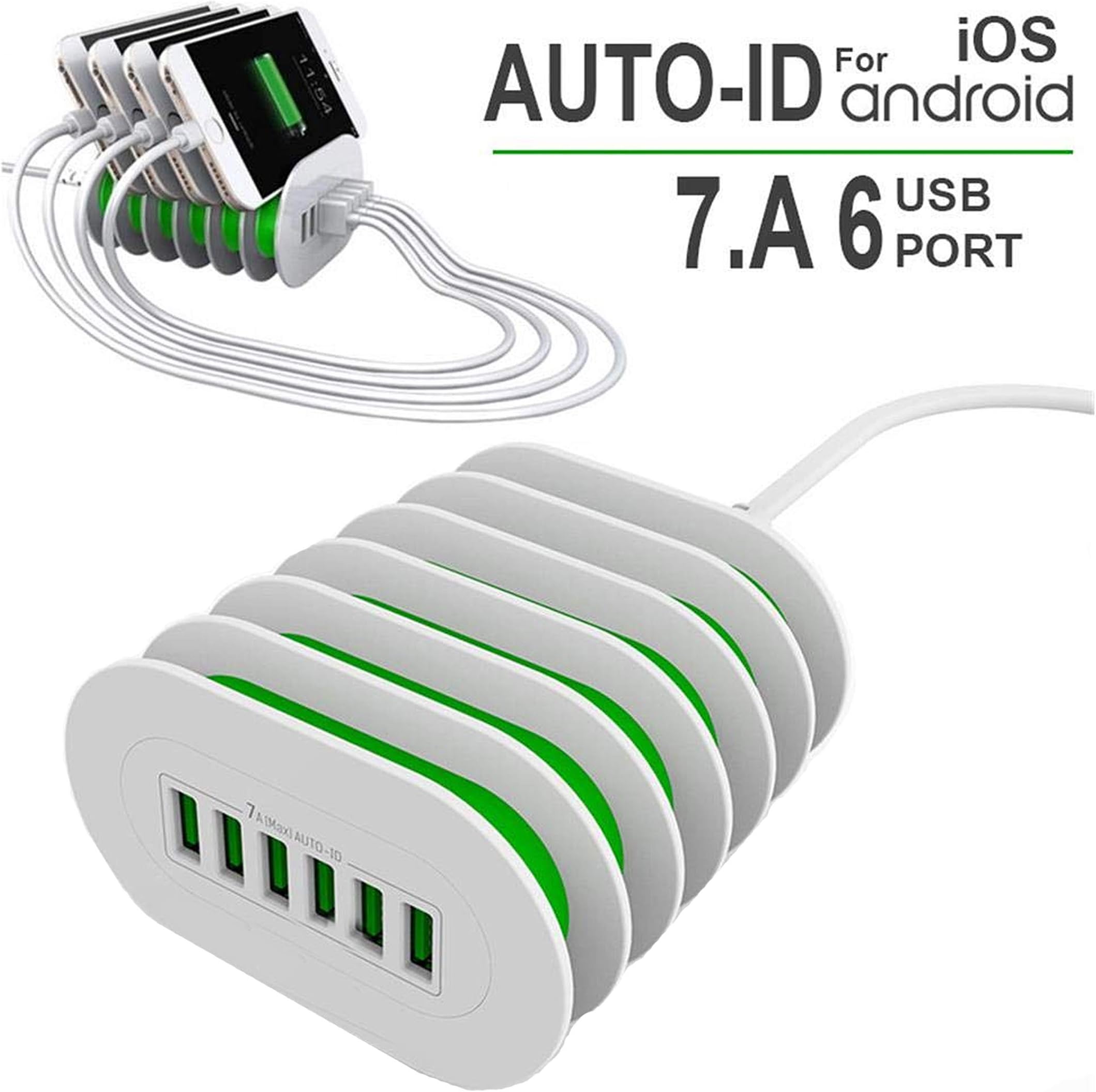 SNDIA 6-Port USB 7 A Portable Universal Desktop Charging Hub Station/Travel Charger