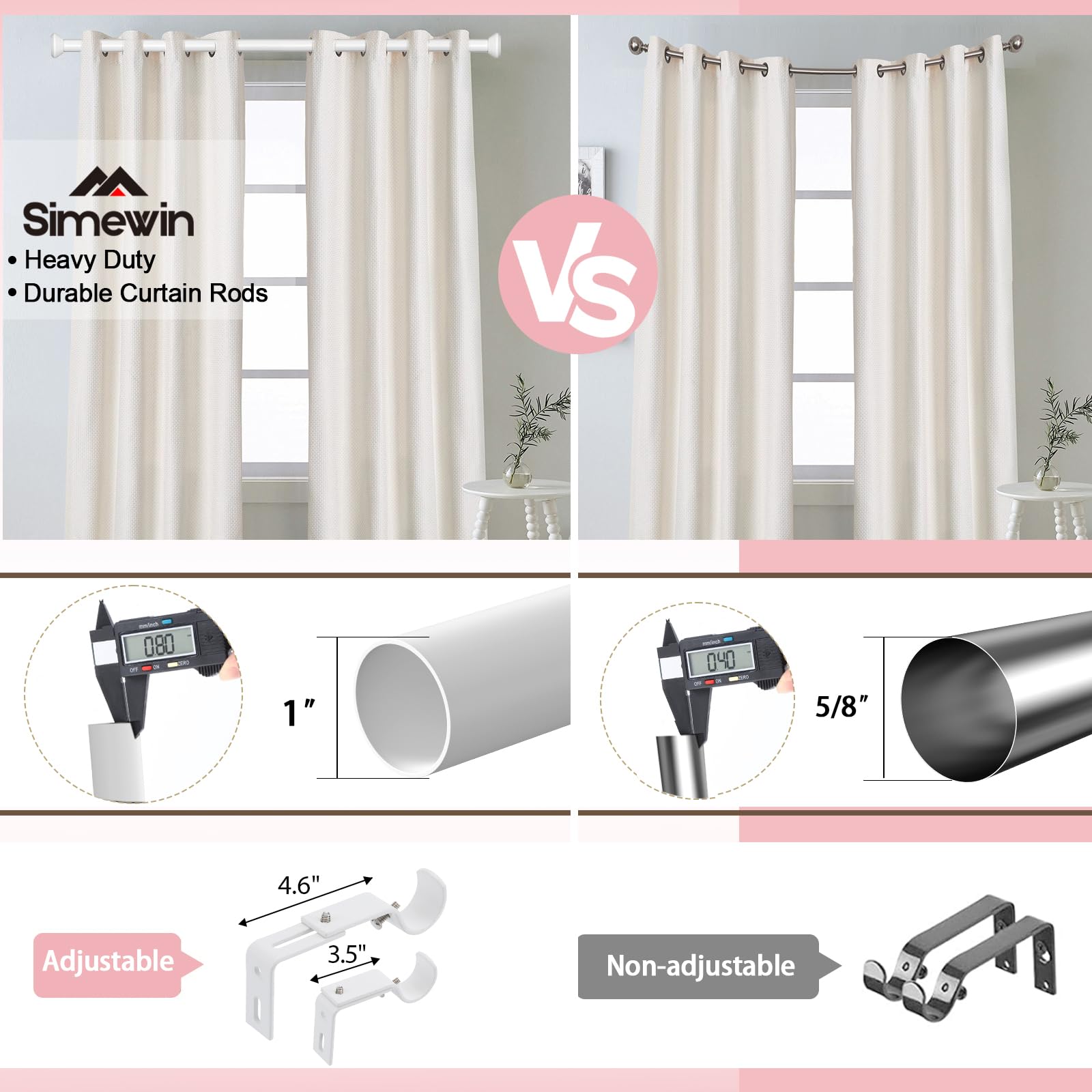 Bastone per tende con occhielli, 70-190 cm, asta singola estensibile con terminale rotondo, per soggiorno, bagno, camera da letto, argento, spessore 16 mm