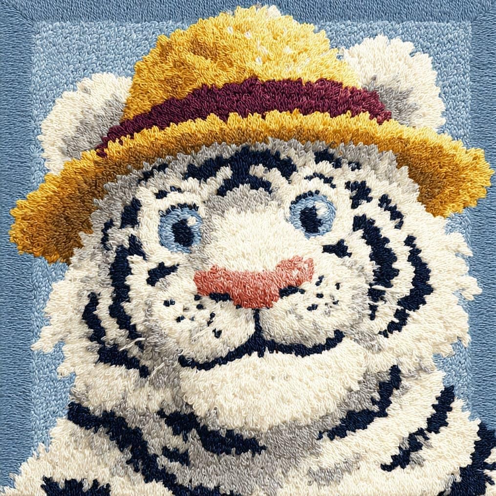 AxiangziK Latch Hook Pillow Kit 17x17in,White Tiger