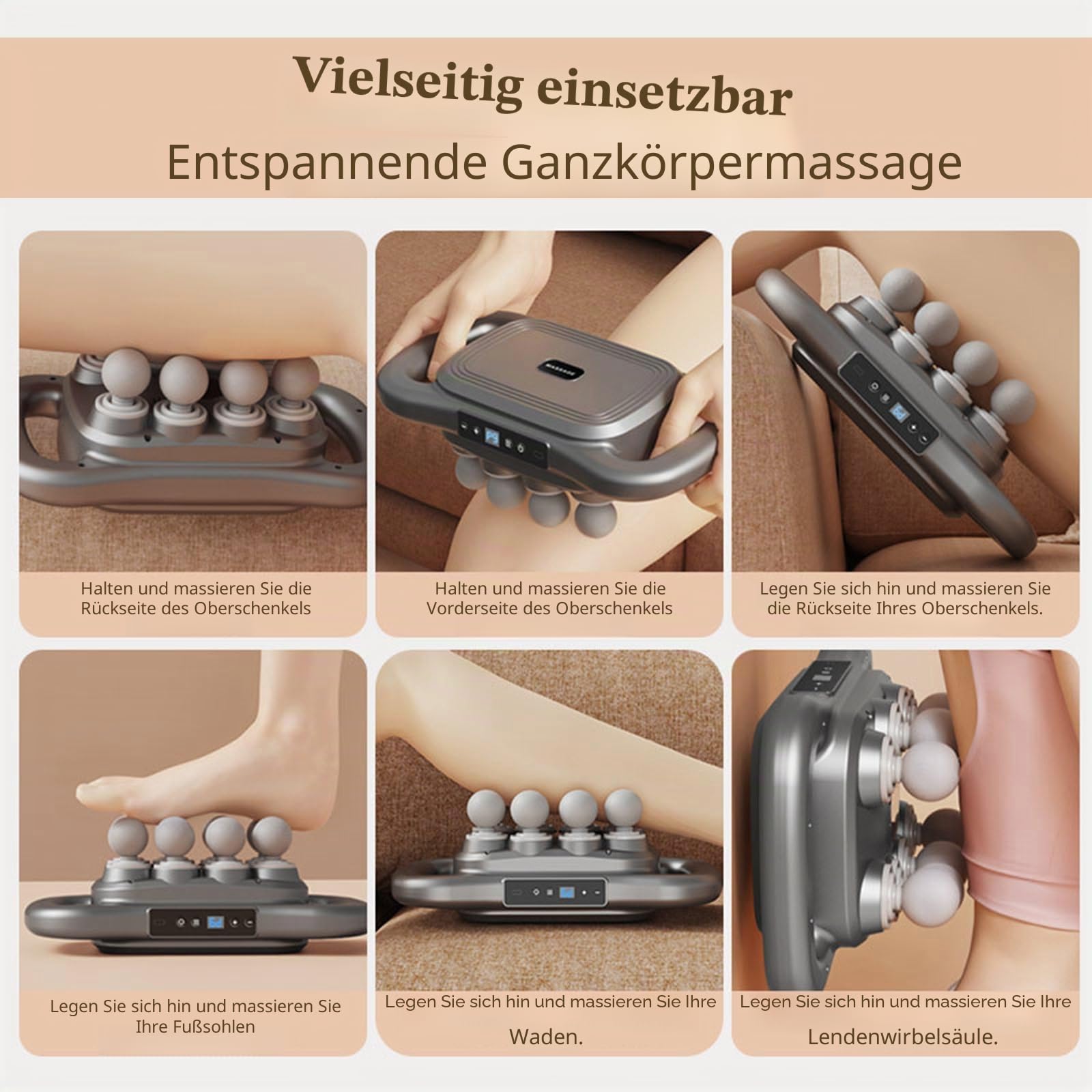 8/16 Köpfe Massagepistole Tiefengewebe, 3 Modi 30 Geschwindigkeiten Muskelmassagepistole, Typ-C Aufladen Elektrische Handmassagegeräte, für Home Office Workout Ganzkörper-Muskelmassage (grau-8 Köpfe)