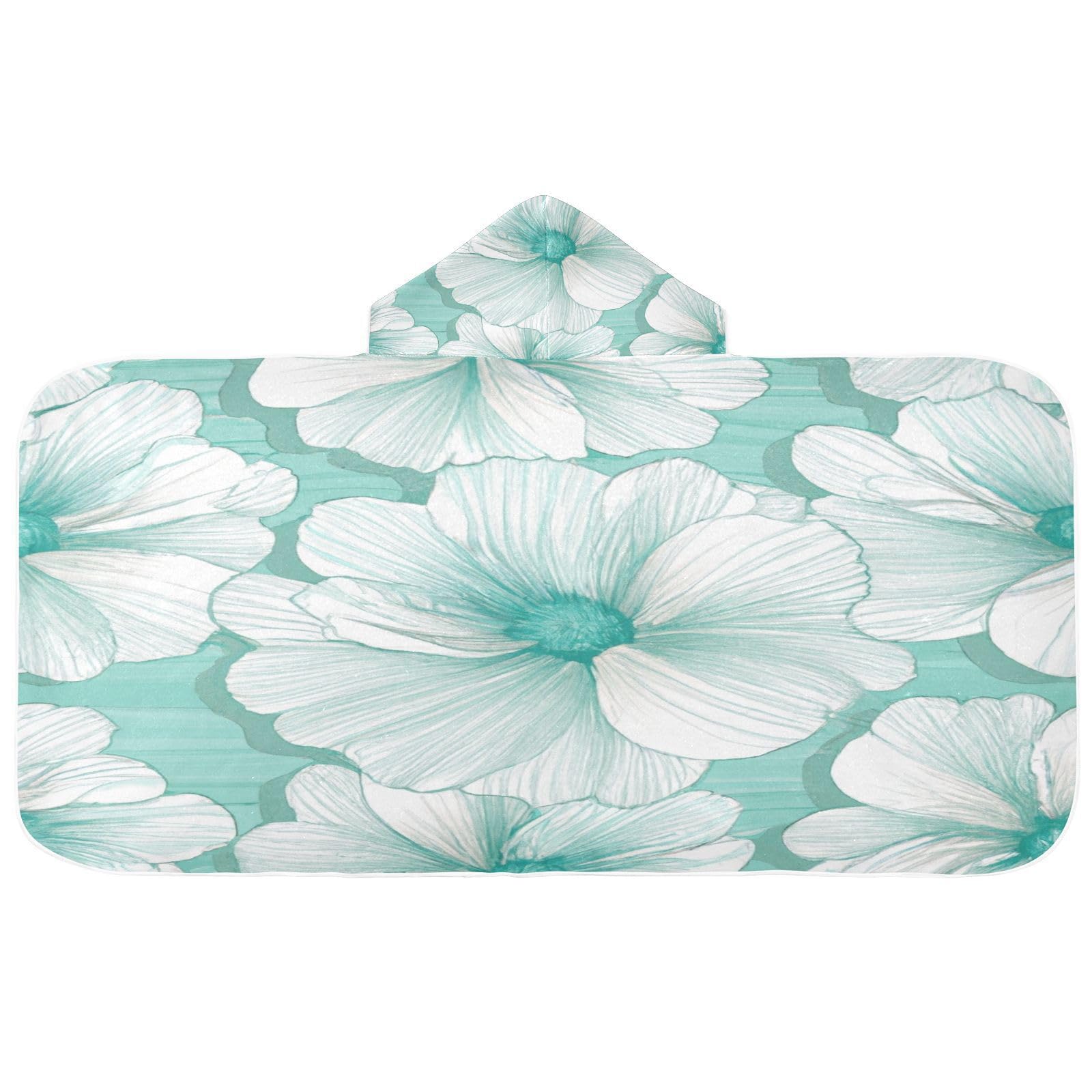 Kigai Flowers Hooded Beach Towel for Kids Soft Absorbent Quick Dry Bath Towel with Hood Lightweight Toddler Shower Pool Bath Wrap for Boys Girls