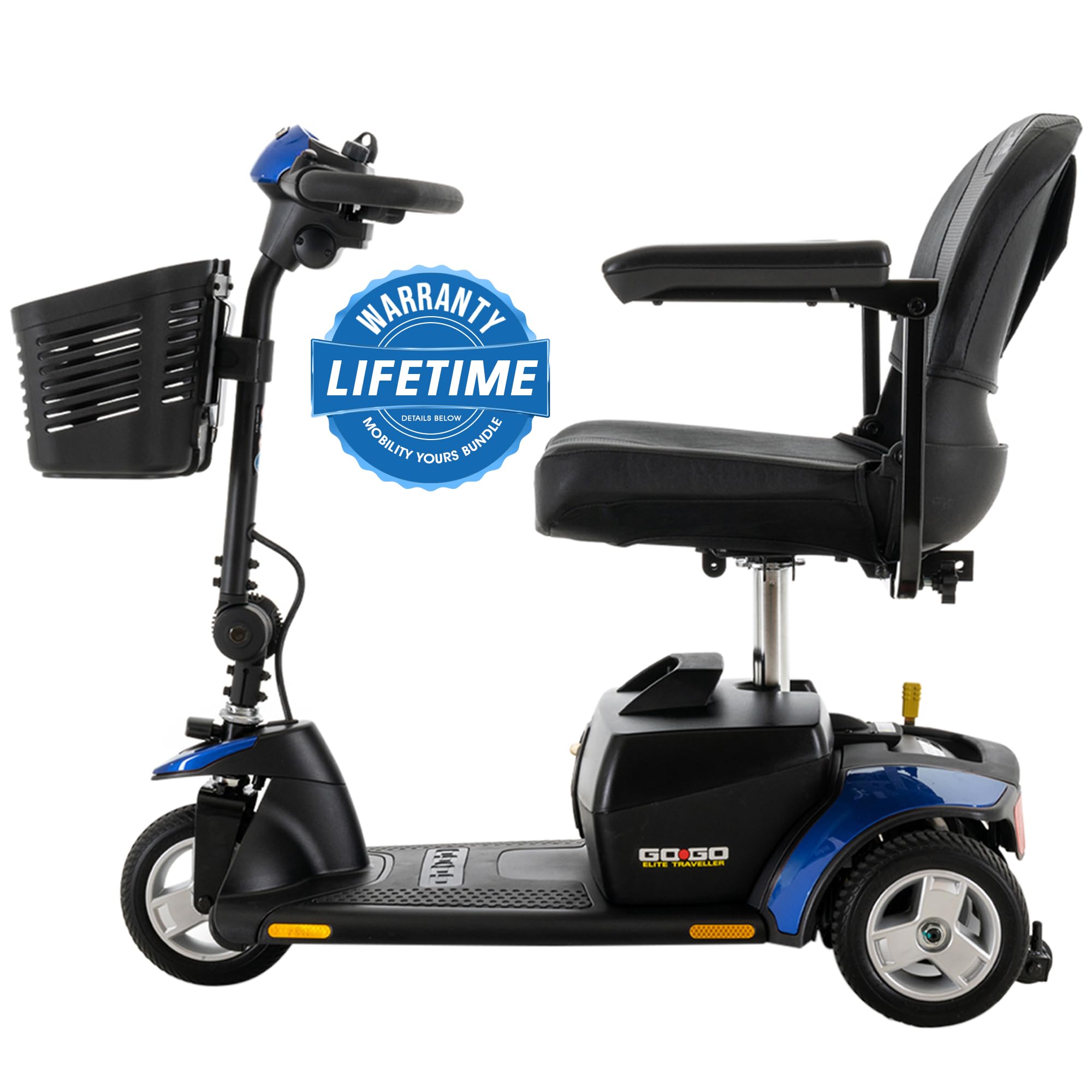 Pride Mobility Go-Go Sport - Patinete deportivo de 3 ruedas con cápsula de almacenamiento, portavasos, Pride Go Go Scooter de movilidad de 3 ruedas para adultos y personas mayores, portátil, batería