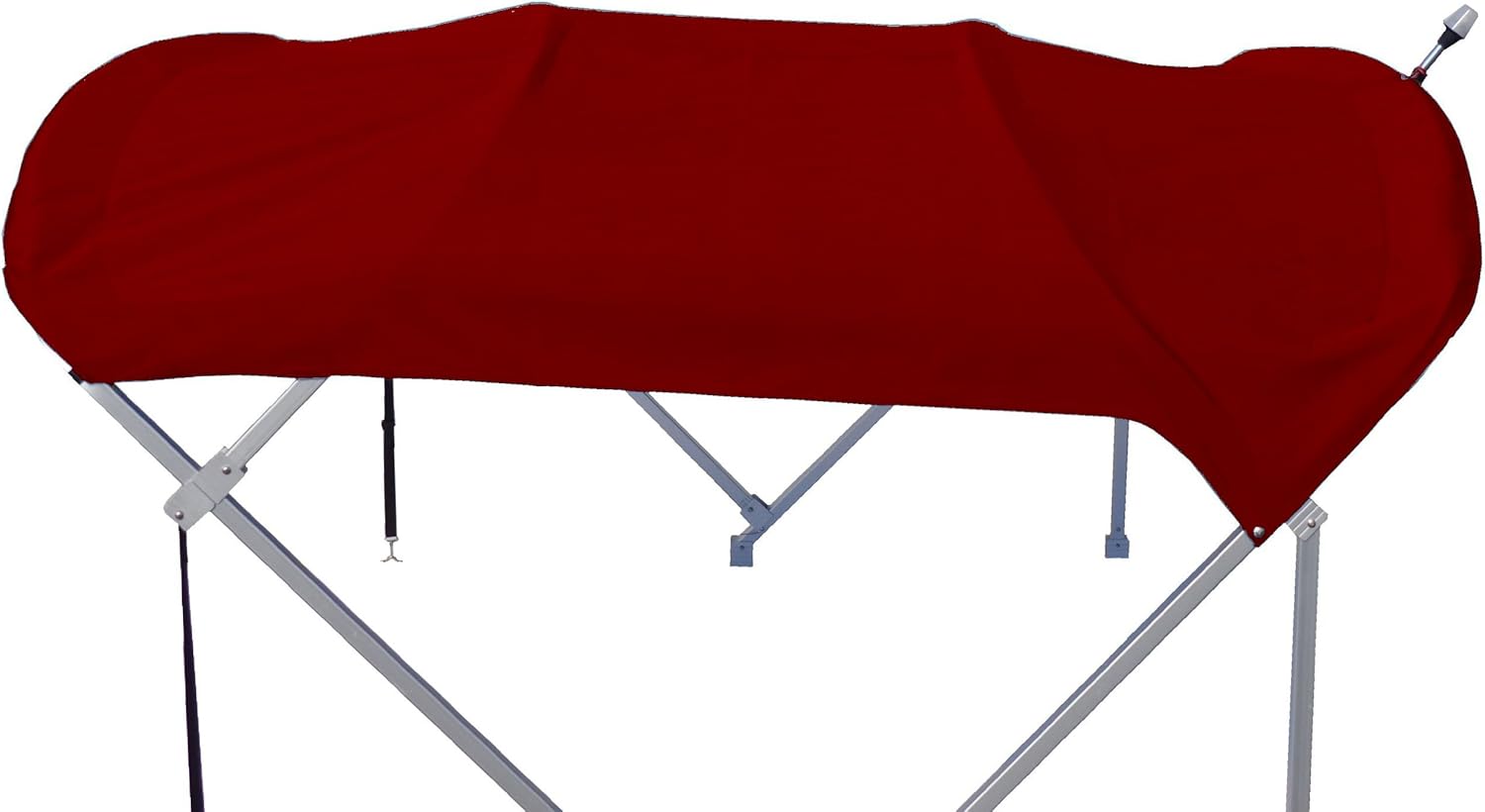 Pontoon Boat Bimini Top and Boot 8'ft x 8'ft - 4 Bow Bimini Top (Burgundy/Wine)