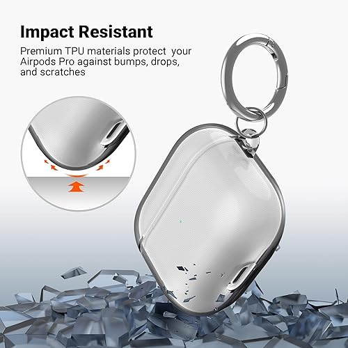 Miniatura 4 de ULAK Compatible con AirPods 3, funda protectora de TPU suave con llavero para AirPods de 3 generación 2021 LED frontal visible, color negro