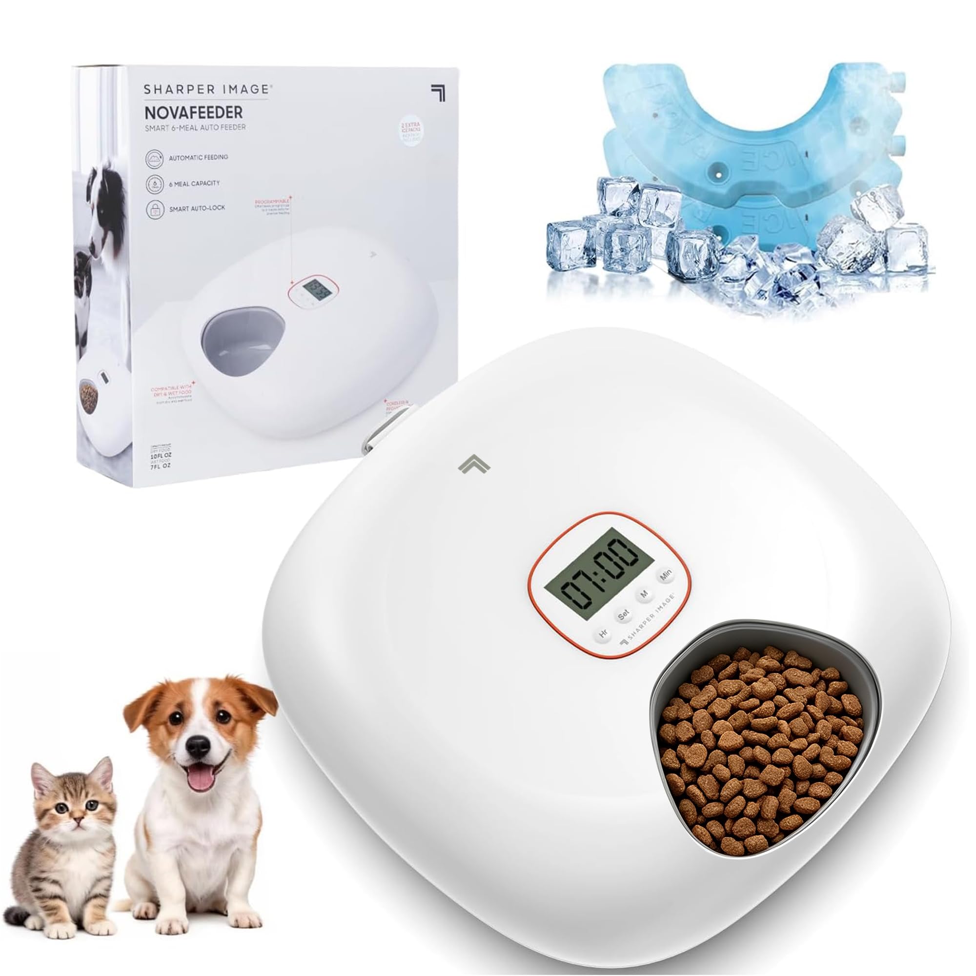 Photo 1 of Sharper Image Wireless Automatic Cat Feeder, 6-Meal Timer with 2 Ice Packs