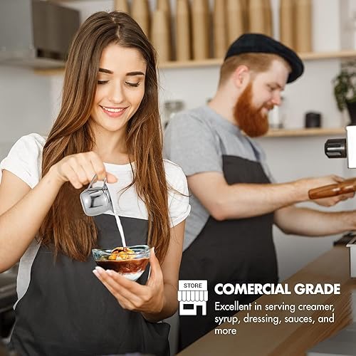 Miniatura 6 de Juego de 12-3oz - Jarrones de crema de acero inoxidable, dispensador de crema, crema de metal, taza de crema, dispensador de leche de restaurante,