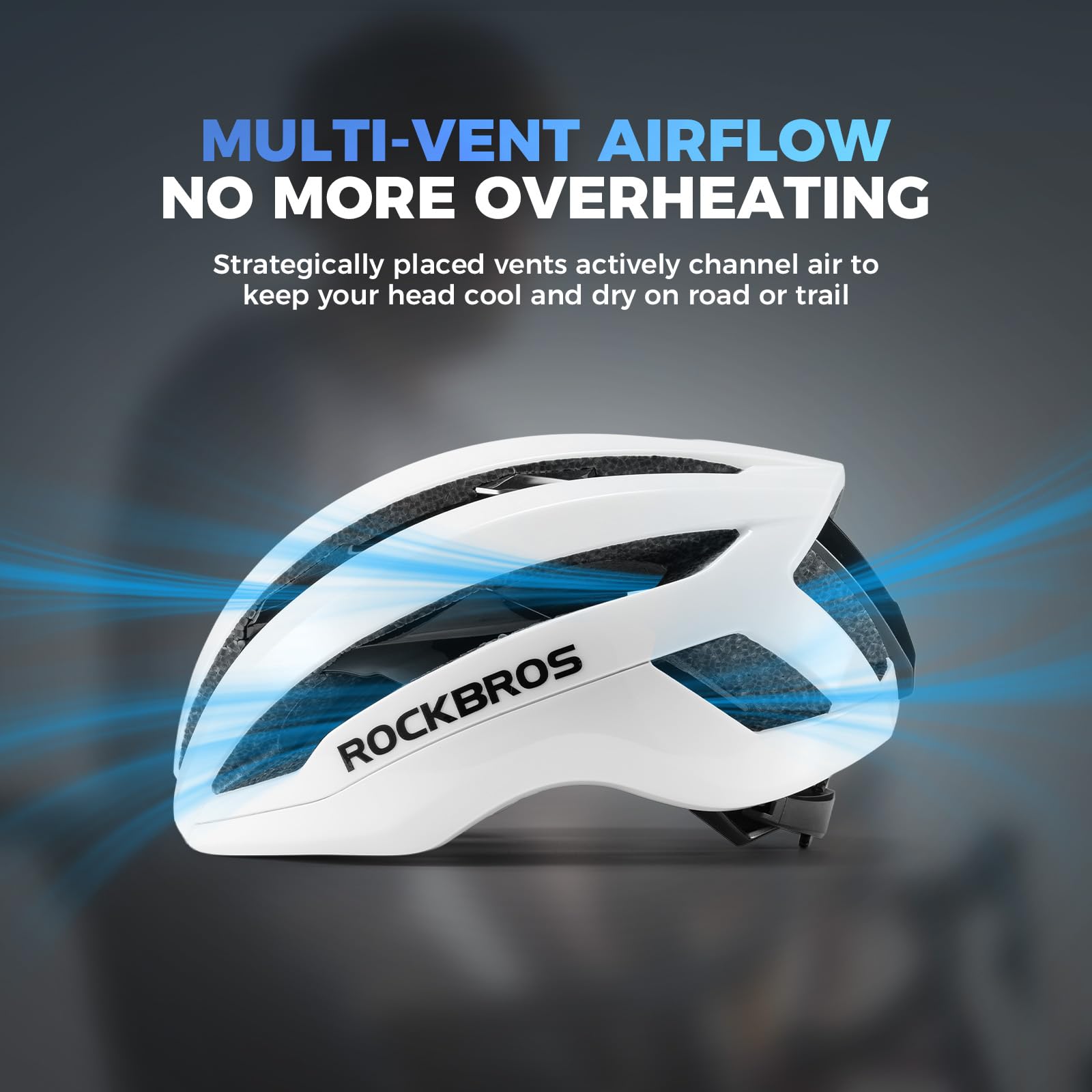 ROCKBROS Casco da Bicicletta Uomo Donna Ventilazione e Traspirante Leggero | Protezione di Sicurezza, Chiusura Magnetica, Fodera Rimovibile, Casco Bici per MTB Ciclismo, Regolabile 58-62 cm