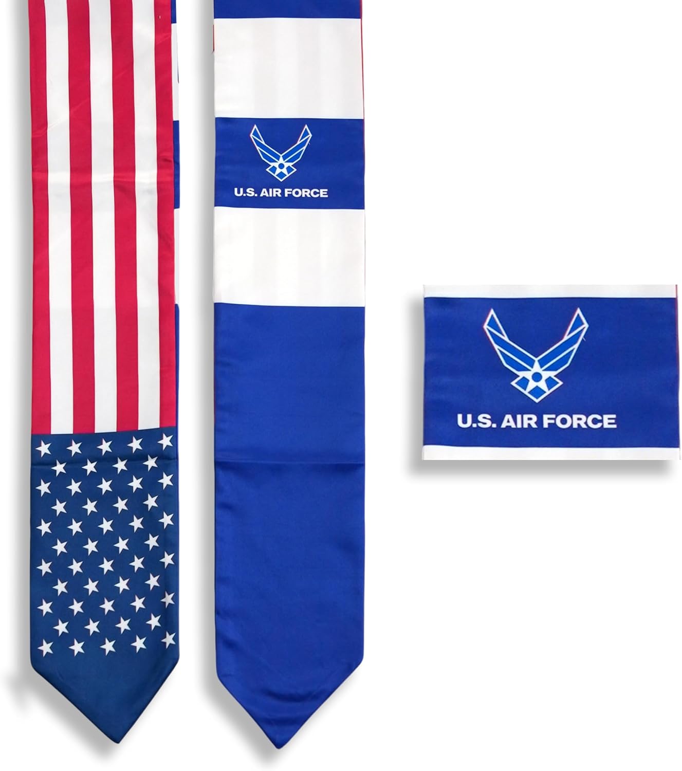 USA And Air Force Wings Flag Graduation Stole,Satin Embroidery Graduation Sash for International Students,72 Inch Length.