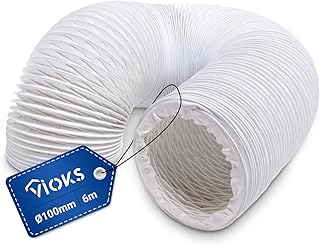 VIOKS Manguera de aire acondicionado de 6 metros, manguera de salida de aire de 100 mm, color blanco, PVC, para aire acondicionado, ventana, manguera flexible para sistemas de conductos de aire de 100